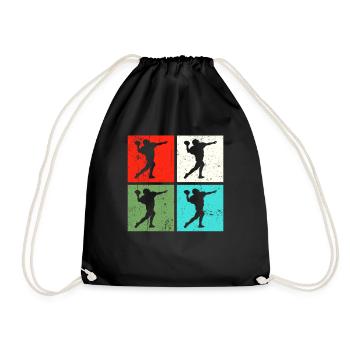 Football Footballer Retro - Turnbeutel - Schwarz - Vorne
