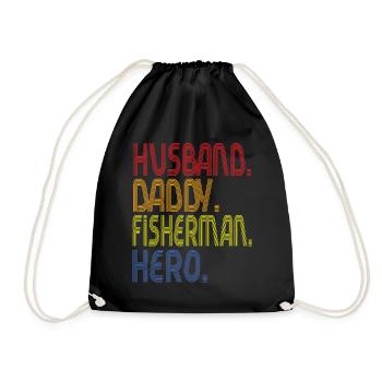 Husband Daddy Fisherman Hero - Turnbeutel - Schwarz - Vorne