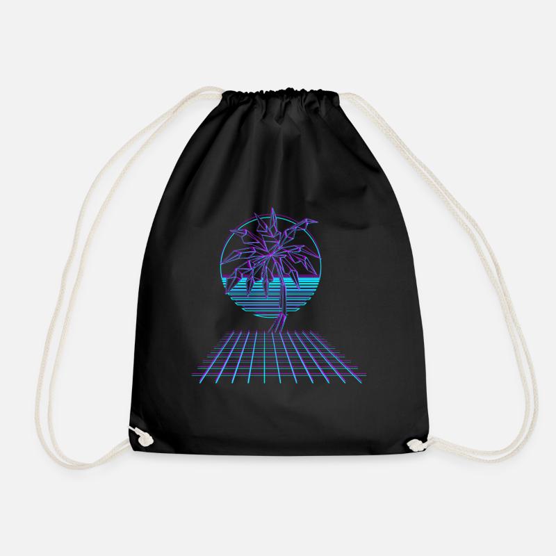 Vaporwave Neon Palme - Turnbeutel - Schwarz