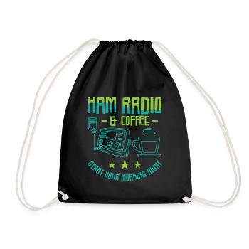 Funk Amateur Funker Funken Radio Hobby Geschenk - Turnbeutel - Schwarz - Vorne