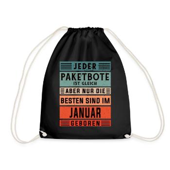 Paketfahrer Geburtstag Januar geboren Paketbote - Turnbeutel - Schwarz - Vorne