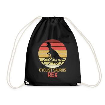 Bicycle Cycling Dinosaur Cyclist Funnier - Drawstring Bag - black - Front