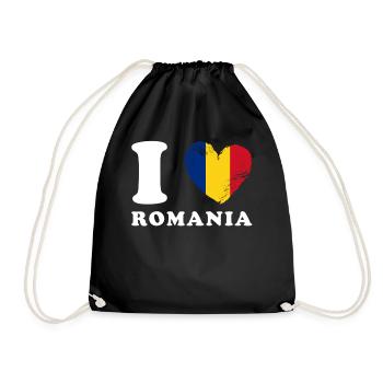 I love Romania - Drawstring Bag - black - Front