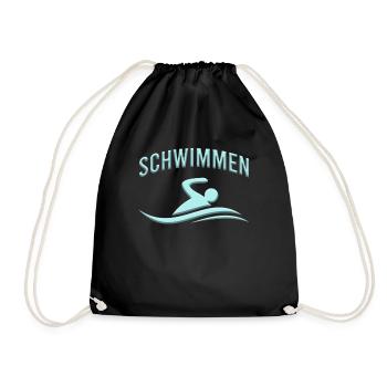 Schwimmen Schwimmer Logo - Turnbeutel - Schwarz - Vorne