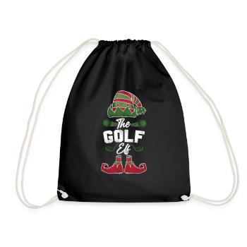Golf Christmas Elf Vintage The - Drawstring Bag - black - Front