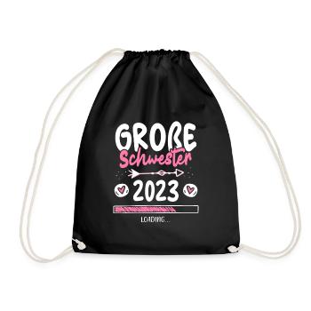 Große Schwester 2023 Loading Herz - Turnbeutel - Schwarz - Vorne