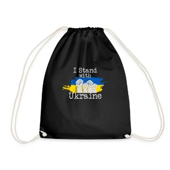 Ukraine I stand with Ukraine - Drawstring Bag - black - Front
