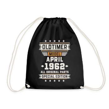 Oldtimer April 1962 Geburtstag Geschenk - Turnbeutel - Schwarz - Vorne