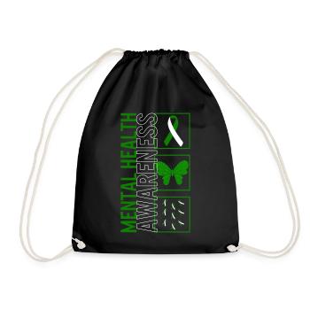 Mental Health Awareness Shirt, Schmetterlingsgrün - Turnbeutel - Schwarz - Vorne