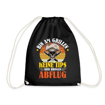 Bin Am Grillen BBQ Bratwurst Steak Grill - Turnbeutel - Schwarz - Vorne