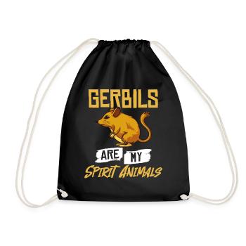 Gerbils Mouse Desert Mouse Long-tailed Mice - Drawstring Bag - black - Front
