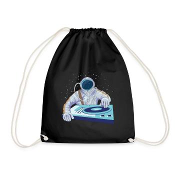 Astronaut DJ Musik Design Vinyl auflegen Disco - Turnbeutel - Schwarz - Vorne
