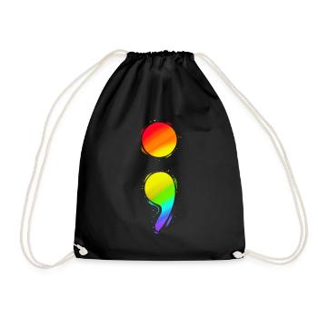 Colorful Semicolon For Mental Health Awareness - Drawstring Bag - black - Front