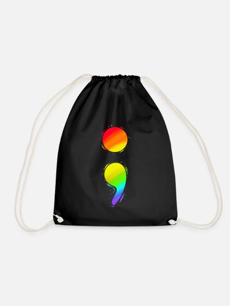 Colorful Semicolon For Mental Health Awareness - Turnbeutel - Schwarz