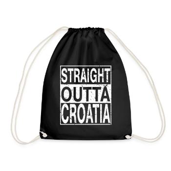 Kroatien Straight outta Kroatien - Turnbeutel - Schwarz - Vorne