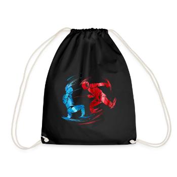 Sport Fencing Two Opponents in Fight At Fencing - Drawstring Bag - black - Front