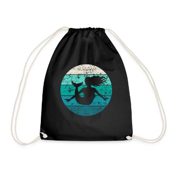 Mermaid Gift Ladies Girls Retro Vintage - Drawstring Bag - black - Front