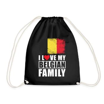 Belgien Familie - Turnbeutel - Schwarz - Vorne