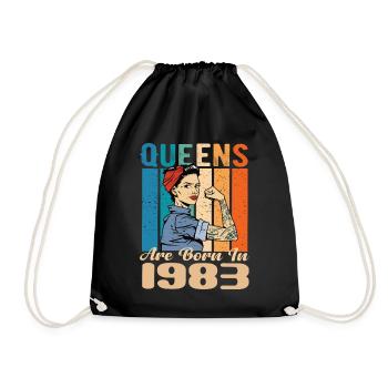 Queens Are Born In 1983 - Drawstring Bag - black - Front