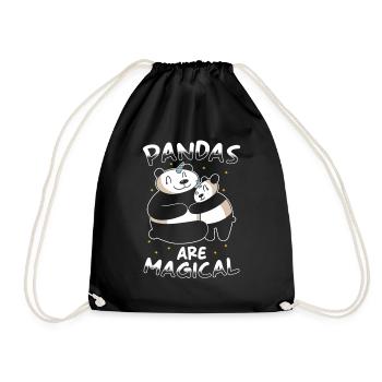 Panda Einhorn Panda - Turnbeutel - Schwarz - Vorne