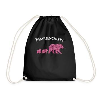 Mamabär Mama Mutter Muttertag Geschenk - Turnbeutel - Schwarz - Vorne