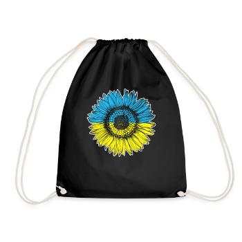 Ukraine Flag Sunflower - Drawstring Bag - black - Front