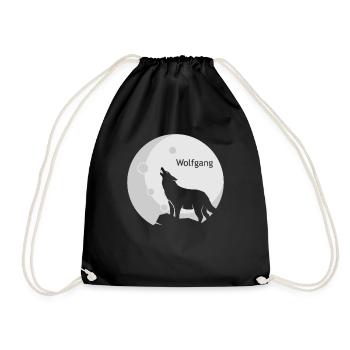WOLFGANG Name Wolf Outfit zum Namenstag mit Name - Turnbeutel - Schwarz - Vorne