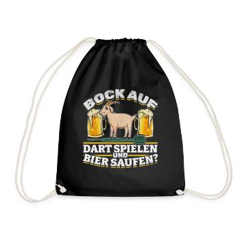 Bock Auf Dart Spielen Und Bier Saufen Darten Dart - Turnbeutel - Schwarz - Vorne