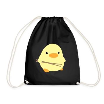 Duck with Chop Sticks - Duck with Chopstick Meme - Drawstring Bag - black - Front