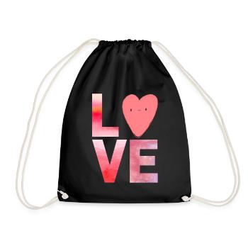 Love Herz Kawaii - Turnbeutel - Schwarz - Vorne