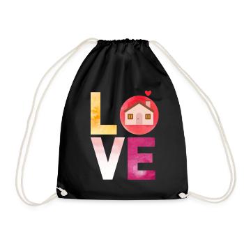 LOVE Home House Home - Drawstring Bag - black - Front