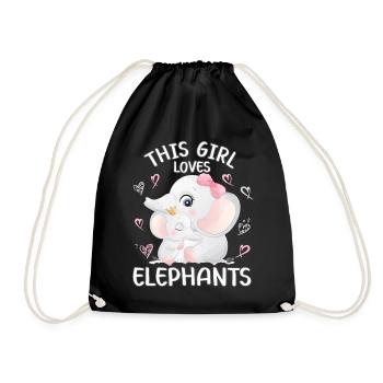 Mama Elefant Babyelefant This Girl Loves Elephants - Turnbeutel - Schwarz - Vorne