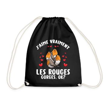 Robin Familiar Humor Bird - Drawstring Bag - black - Front