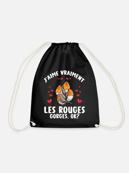 Robin Familiar Humor Bird - Drawstring Bag - black