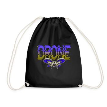 Drohne Geschenk Drone Fliegen Quadcopter Copter - Turnbeutel - Schwarz - Vorne