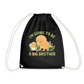 Triceratops Dino « Je vais être un grand frère » - Sac de sport léger - noir - Devant