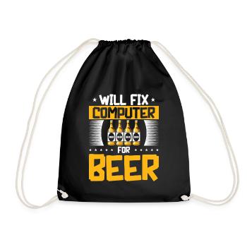 Will Fix Computer Beer Programmierer IT Support - Turnbeutel - Schwarz - Vorne