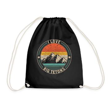 I Love Big Tetons National Park Shirt, Wyoming - Drawstring Bag - black - Front