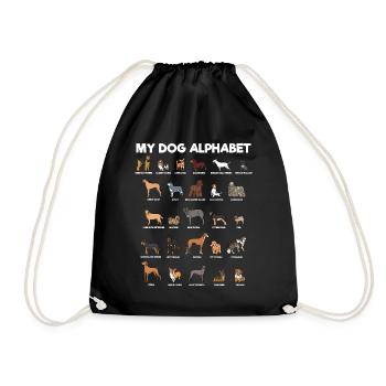 Mein Hundealphabet ABC Hunde Buchstaben - Turnbeutel - Schwarz - Vorne