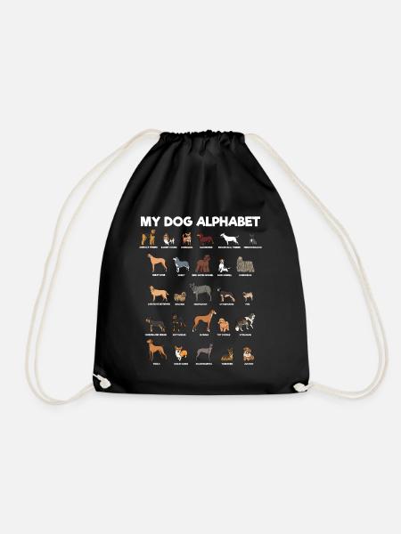 Mein Hundealphabet ABC Hunde Buchstaben - Turnbeutel - Schwarz