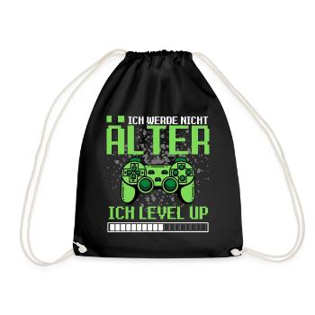 ICH WERDE NICHT ÄLTER - ICH LEVEL UP! Lustiger - Turnbeutel - Schwarz - Vorne