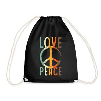 Love Peace Peace Sign - Drawstring Bag - black - Front
