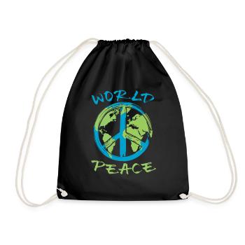 World Peace Earth Planet Peace Sign - Drawstring Bag - black - Front