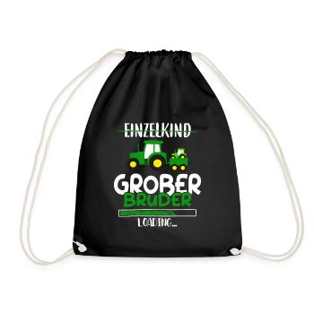 Einzelkind Großer Bruder Loading Traktor - Turnbeutel - Schwarz - Vorne