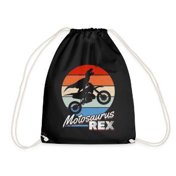Dirtbike Dino Motocross Dinosaur MotoSaurus Rex - Drawstring Bag - black - Front