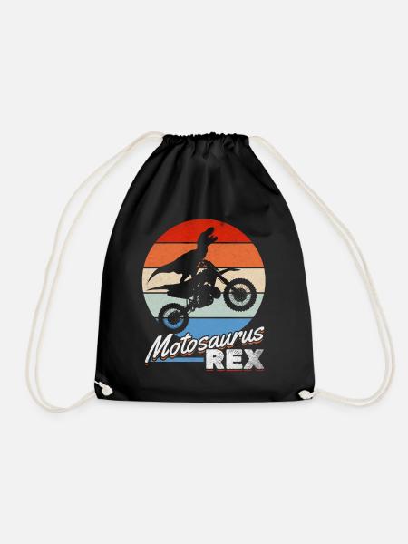 Dirtbike Dino Motocross Dinosaurier MotoSaurus Rex - Turnbeutel - Schwarz