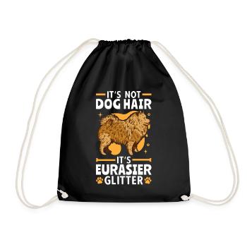 This is Eurasier Glitter Spitz Eurasian Dog - Drawstring Bag - black - Front