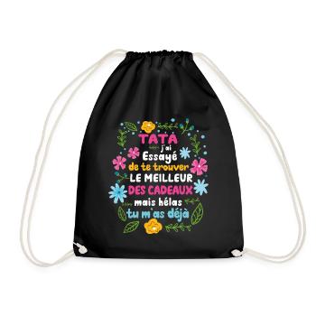 Tata Cadeau Fête Des Mères 2022 Humour Fleur - Sac de sport léger - noir - Devant