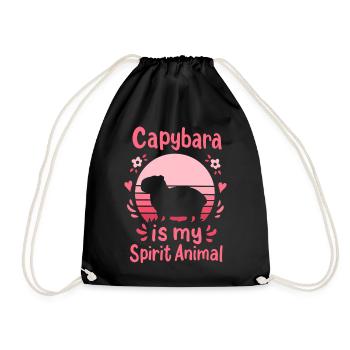 Capybara Krafttier - Turnbeutel - Schwarz - Vorne