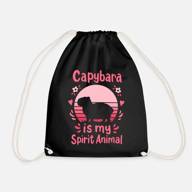 Capybara Krafttier - Turnbeutel - Schwarz